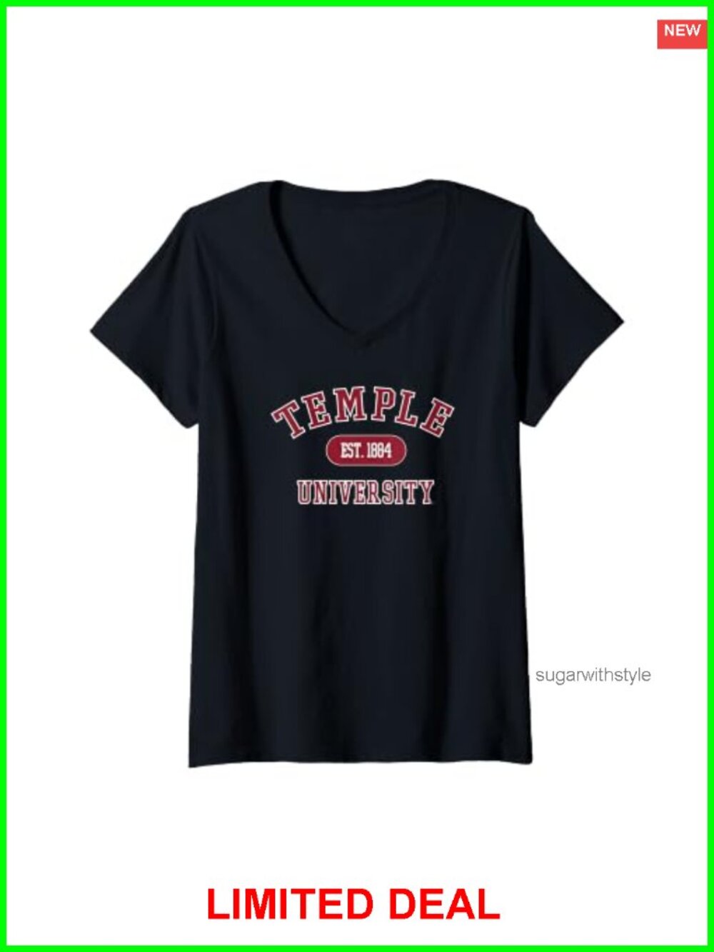 Temple Owls NCAA Varsity Logo V-Neck Tee Officially Licensed
